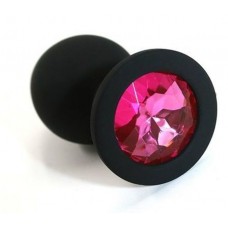 Средняя черная пробка с розовым кристаллом ONJOY Silicone Collection
