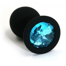Маленькая черная пробка с голубым кристаллом ONJOY Silicone Collection