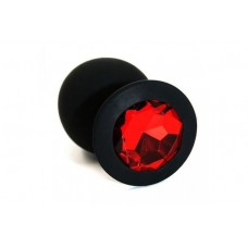 Маленькая черная пробка с красным кристаллом ONJOY Silicone Collection