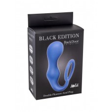 Эрекционное кольцо с анальной пробкой Double Pleasure Anal Plug Blue (10 см , синий)