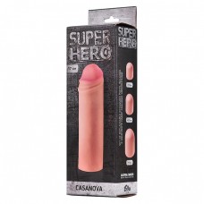 Удлиняющая и расширяющая насадка на пенис Super Hero Casanova (17 см , телесный)